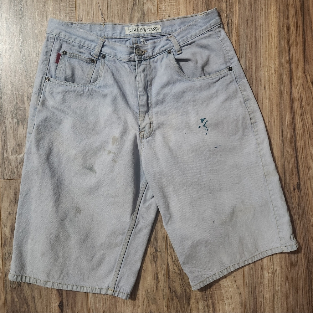 Vintage 80s 90s Bugle Boy Grunge Patched Jorts Denim Shorts Thrashed